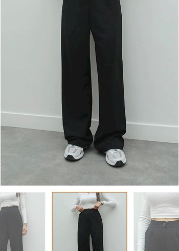 Düz Kesim Siyah Kumaş Kadın Pantolon - Görsel 3