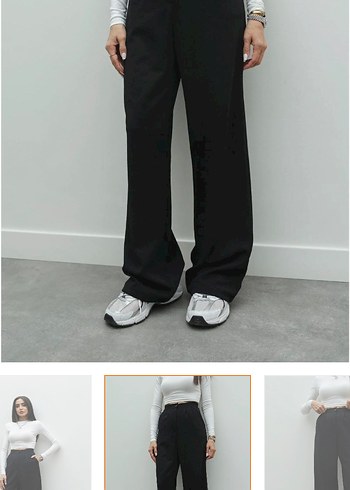 Düz Kesim Siyah Kumaş Kadın Pantolon - Görsel 2