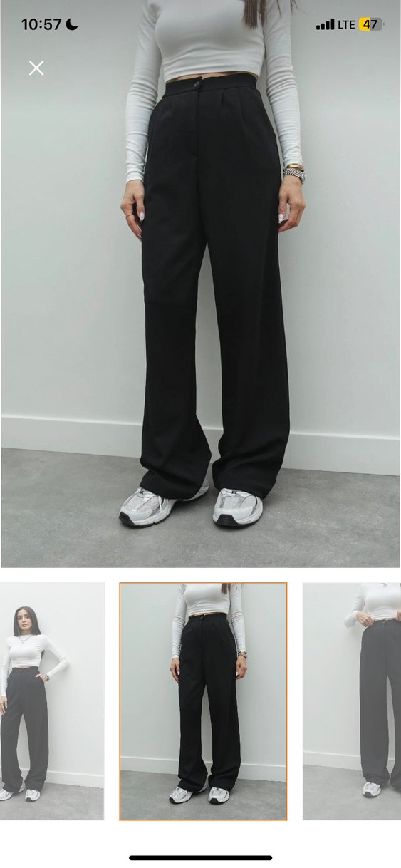 Düz Kesim Siyah Kumaş Kadın Pantolon - Görsel 2