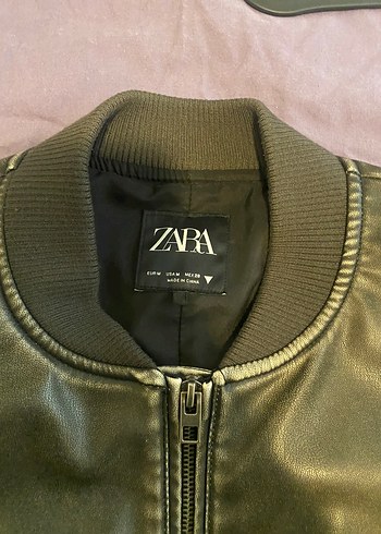 Kadın Haki Deri Ceket - Görsel 3