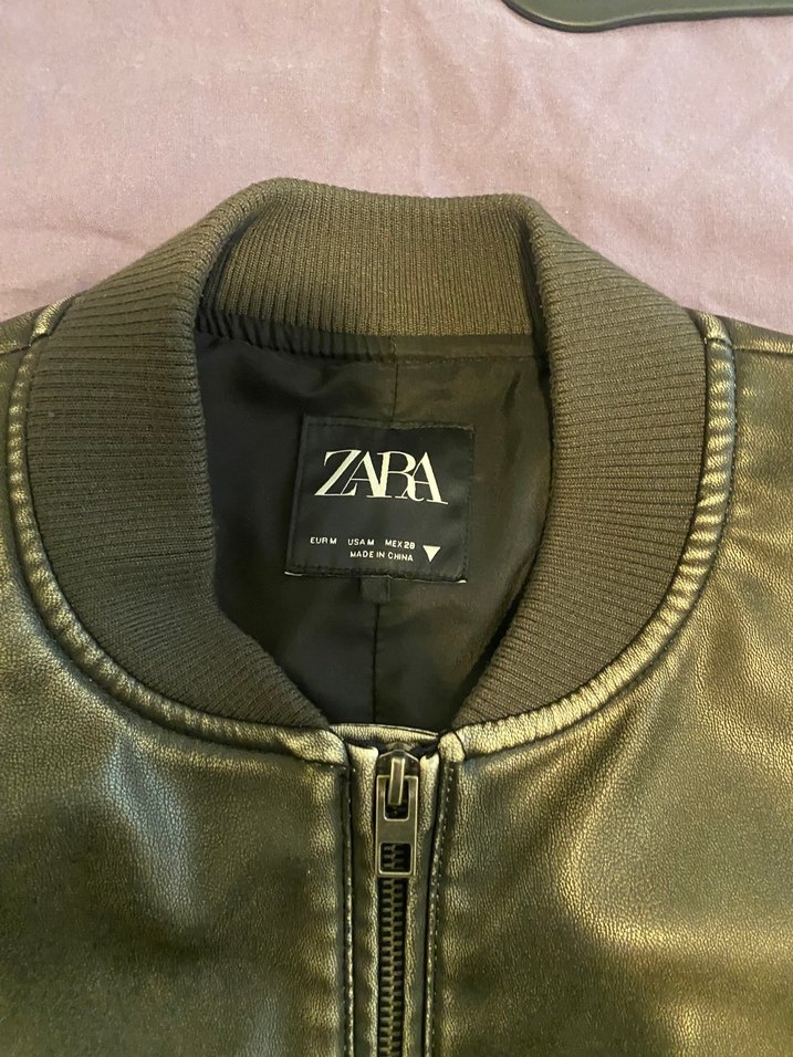 Kadın Haki Deri Ceket - Görsel 3