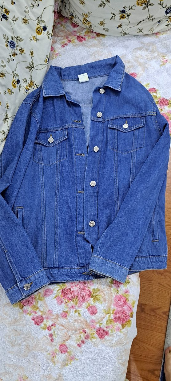 Düğmeli Mavi Kadın kot ceket - Görsel 2