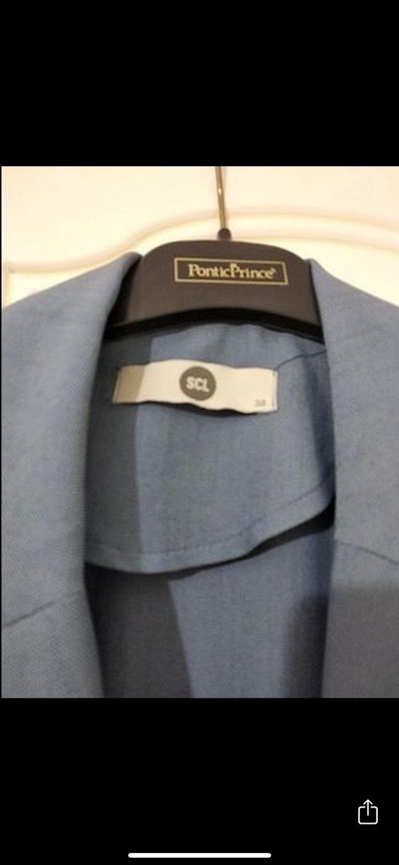 Kadın Mavi Uzun Denim Kemerli Yelek - Görsel 3