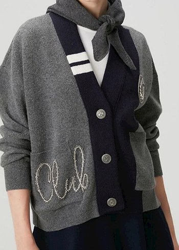 Beymen Club Gri İşlemeli Logolu Hırka - Görsel 4