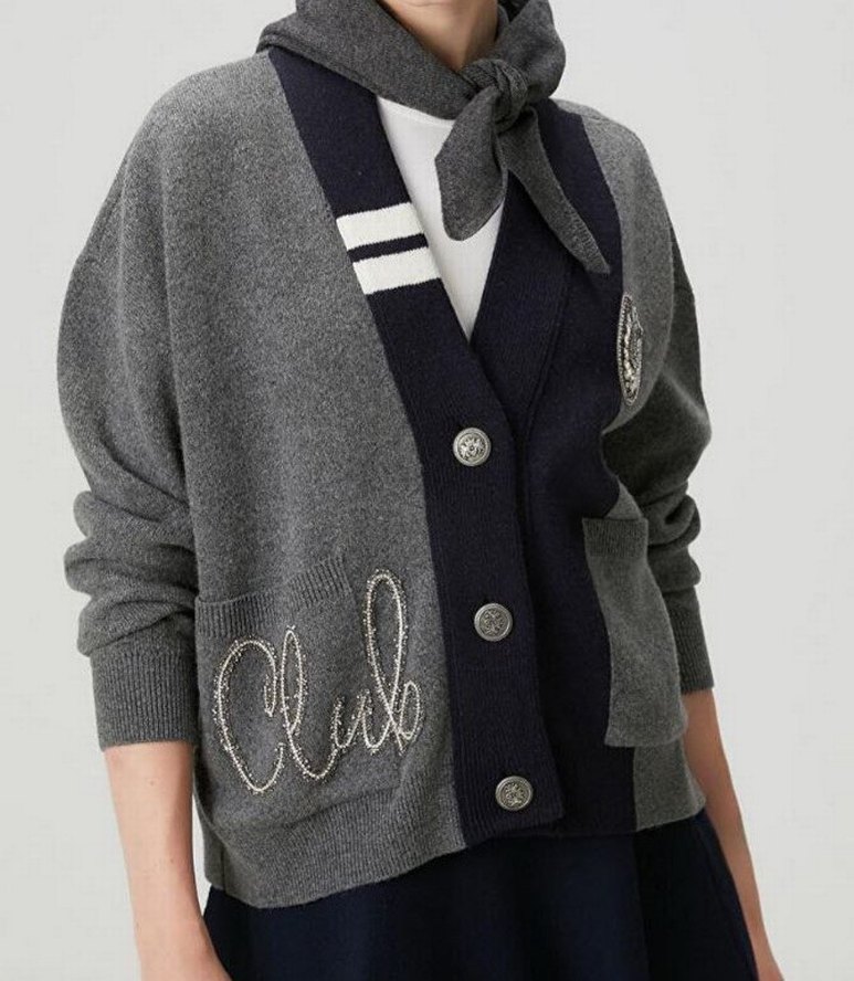 Beymen Club Gri İşlemeli Logolu Hırka - Görsel 4