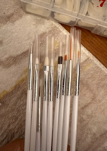 Beyaz  protez tırnak Fırçası Seti - Görsel 3