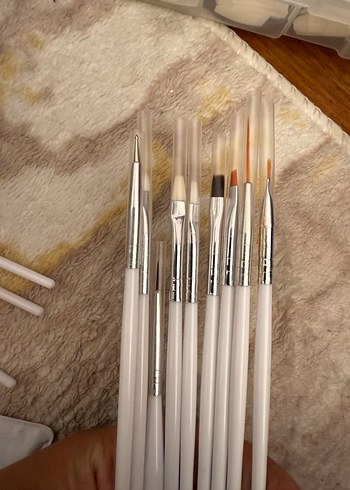 Beyaz  protez tırnak Fırçası Seti - Görsel 4