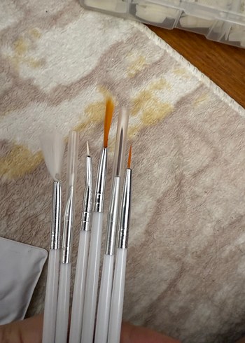 Beyaz  protez tırnak Fırçası Seti - Görsel 5