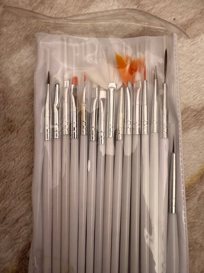 Beyaz  protez tırnak Fırçası Seti - Görsel 2