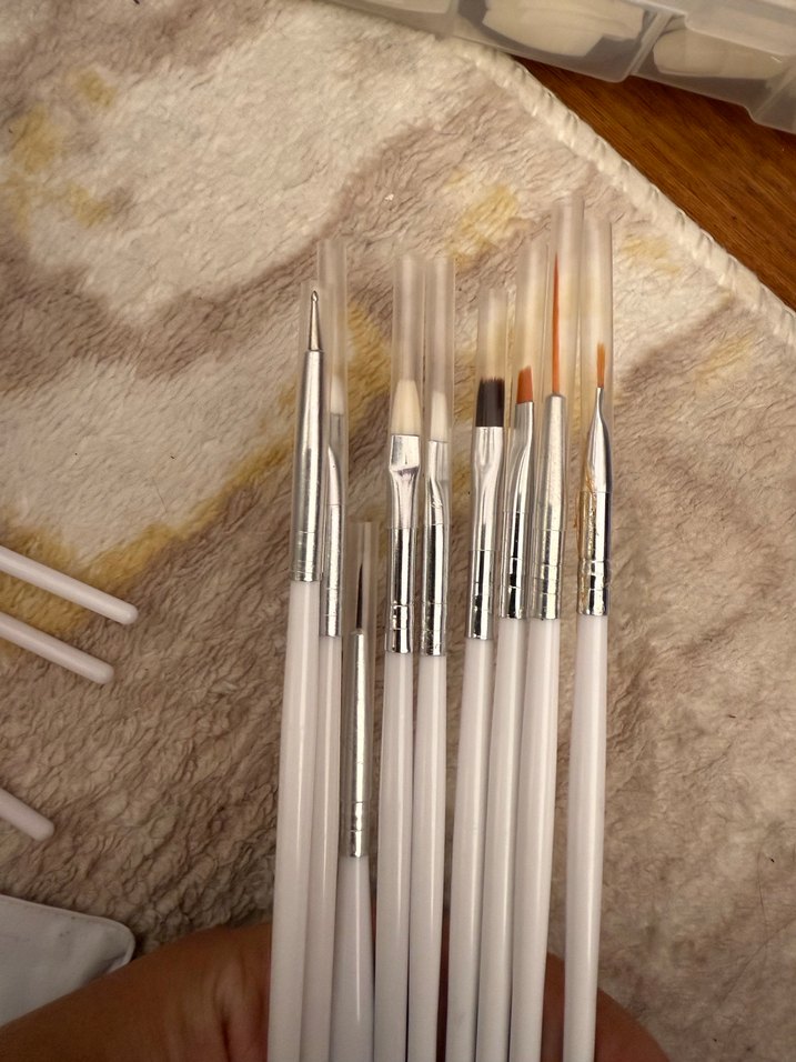 Beyaz  protez tırnak Fırçası Seti - Görsel 4