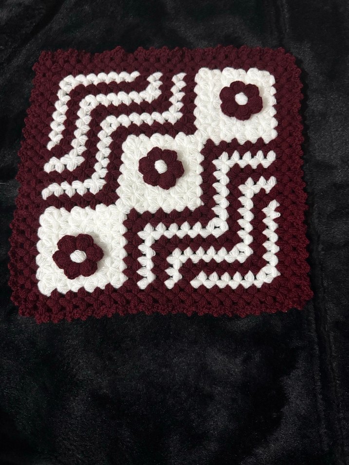 Bordo Beyaz Örgü Banyo lifleri - Görsel 3