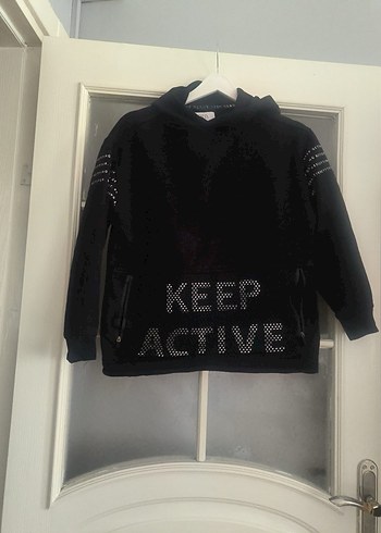 Kapüşonlu Siyah Çocuk Sweatshirt - Görsel 7