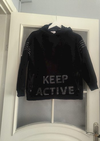 Kapüşonlu Siyah Çocuk Sweatshirt - Görsel 5