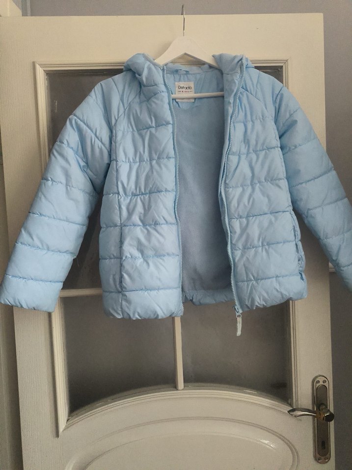 DeFacto marka Kız Çocuk Mavi Fermuarlı Mont - Görsel 3