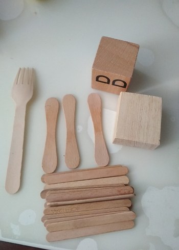 Ikea Bej Renkli Ahşap Çatal ve Karıştırıcı Seti