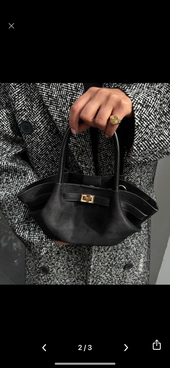 Siyah Süet küçük Kemerli kadın Çanta - Görsel 2