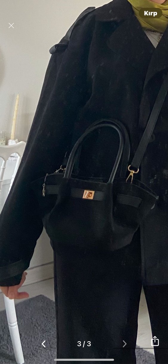 Siyah Süet küçük Kemerli kadın Çanta - Görsel 3