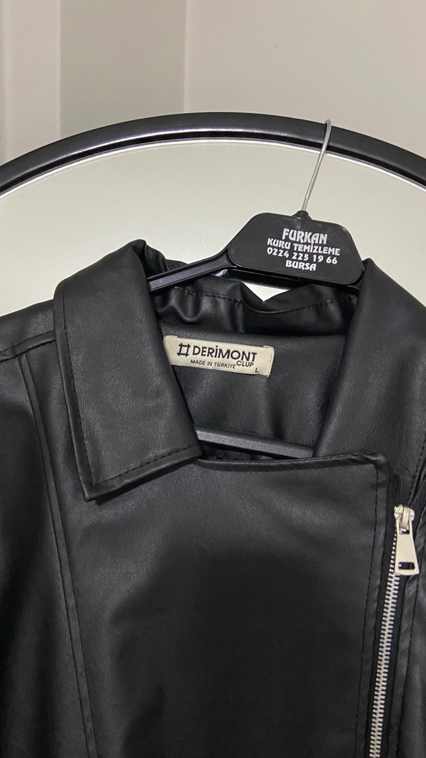 Kadın Siyah Deri ceket - Görsel 3