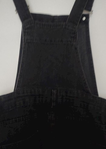 Siyah Kadın Denim Midi Tulum bahçıvan - Görsel 6