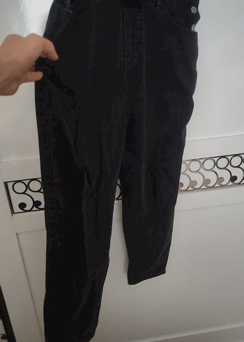 Siyah Kadın Denim Midi Tulum bahçıvan - Görsel 3