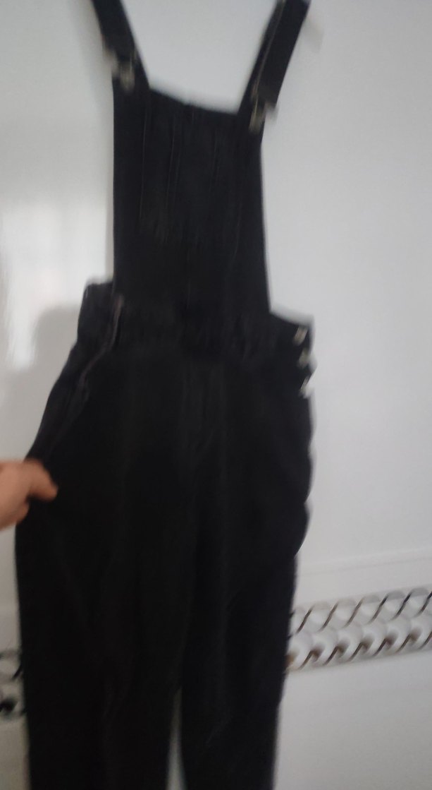 Siyah Kadın Denim Midi Tulum bahçıvan - Görsel 4