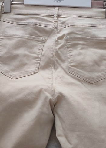 Bej Midi Kadın Kumaş Pantolon Fermuarlı - Görsel 6