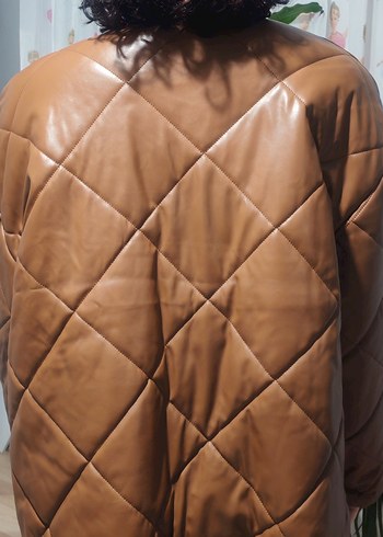 Kahverengi Deri Kadın Ceket - Görsel 7