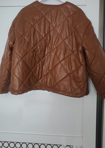 Kahverengi Deri Kadın Ceket - Görsel 4