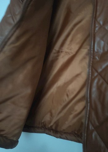 Kahverengi Deri Kadın Ceket - Görsel 3