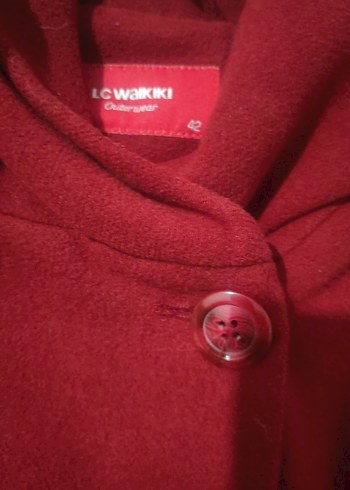 Kemerli Kırmızı Kadın 42 benden Kaban - Görsel 4