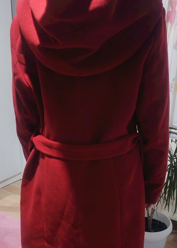 Kemerli Kırmızı Kadın 42 benden Kaban - Görsel 5