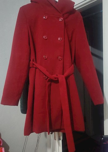 Kemerli Kırmızı Kadın 42 benden Kaban - Görsel 2