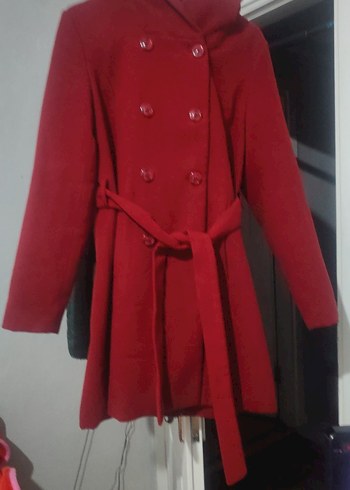 Kemerli Kırmızı Kadın 42 benden Kaban - Görsel 3