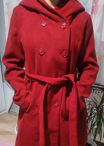 Kemerli Kırmızı Kadın 42 benden Kaban - Görsel 6