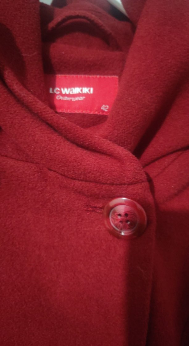 Kemerli Kırmızı Kadın 42 benden Kaban - Görsel 4