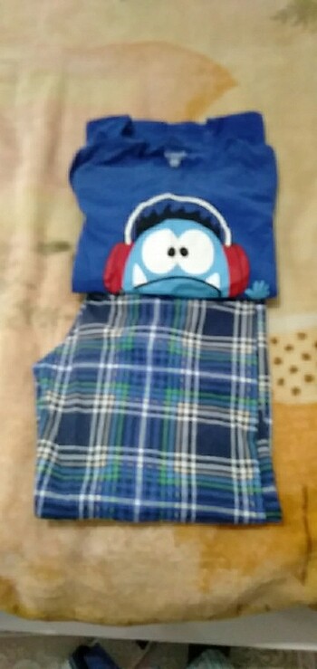 12-13 Yaş Beden mavi Renk Pijama takımı