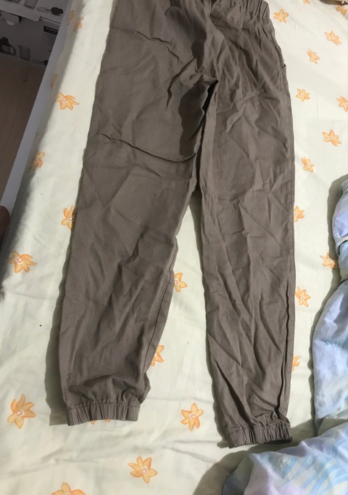 Bej Rahat Kesim Midi Keten Kadın Pantolon - Görsel 2