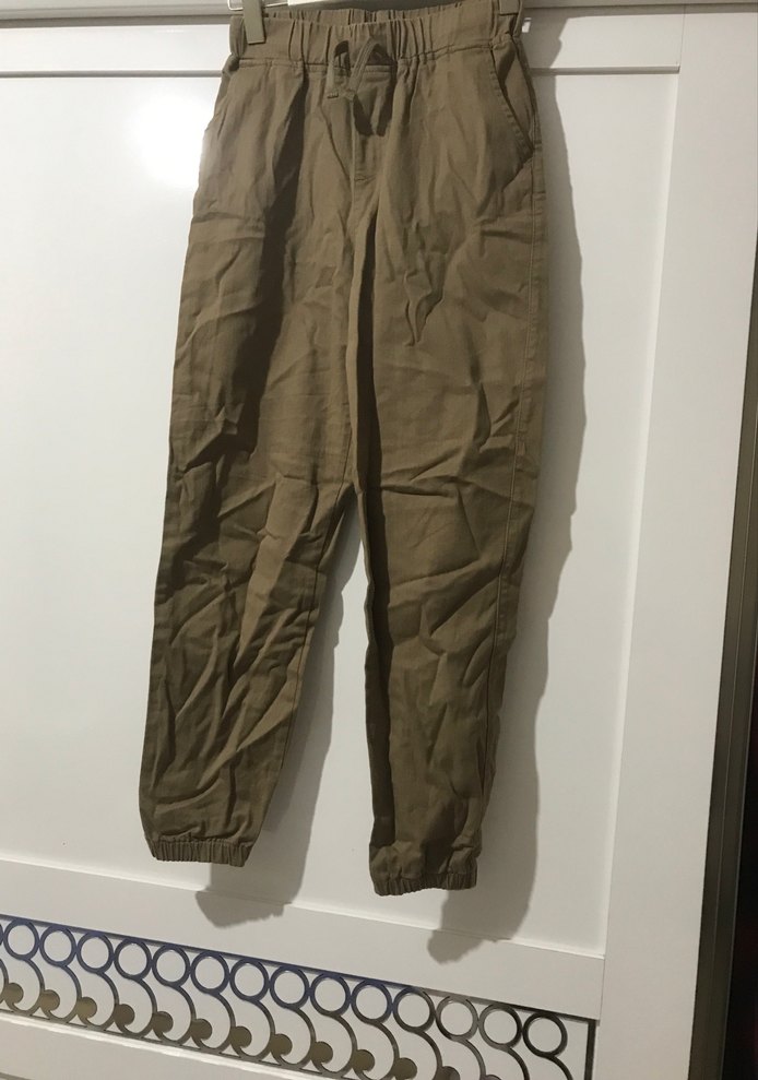 Bej Rahat Kesim Midi Keten Kadın Pantolon - Görsel 4