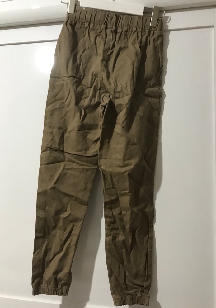 Bej Rahat Kesim Midi Keten Kadın Pantolon - Görsel 5