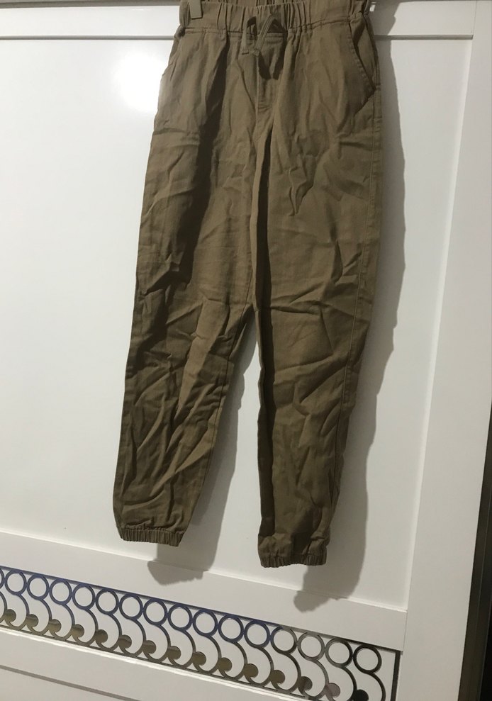 Bej Rahat Kesim Midi Keten Kadın Pantolon - Görsel 3