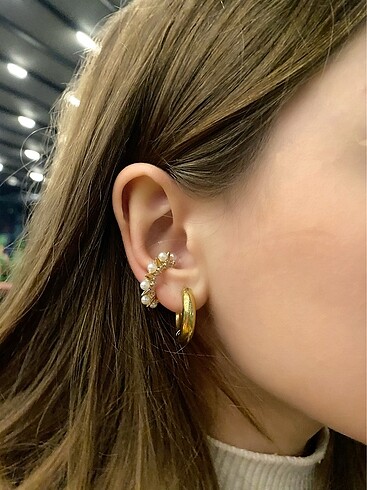 İnci detaylı earcuff