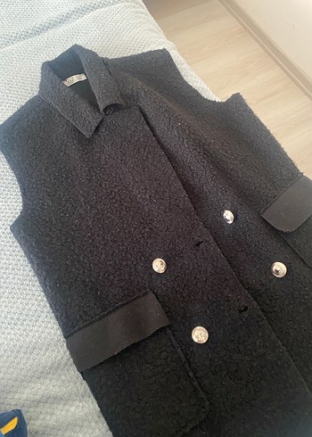 Düğmeli, Gri Kadın Yelek, Midi Boy - Görsel 2