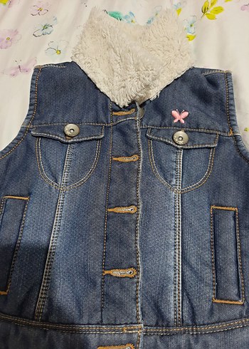 Kız Çocuk Mavi Denim Yelek - Görsel 2