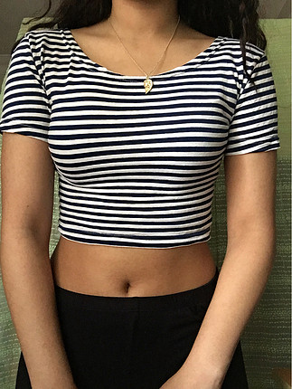 Diğer Çizgili Crop Top