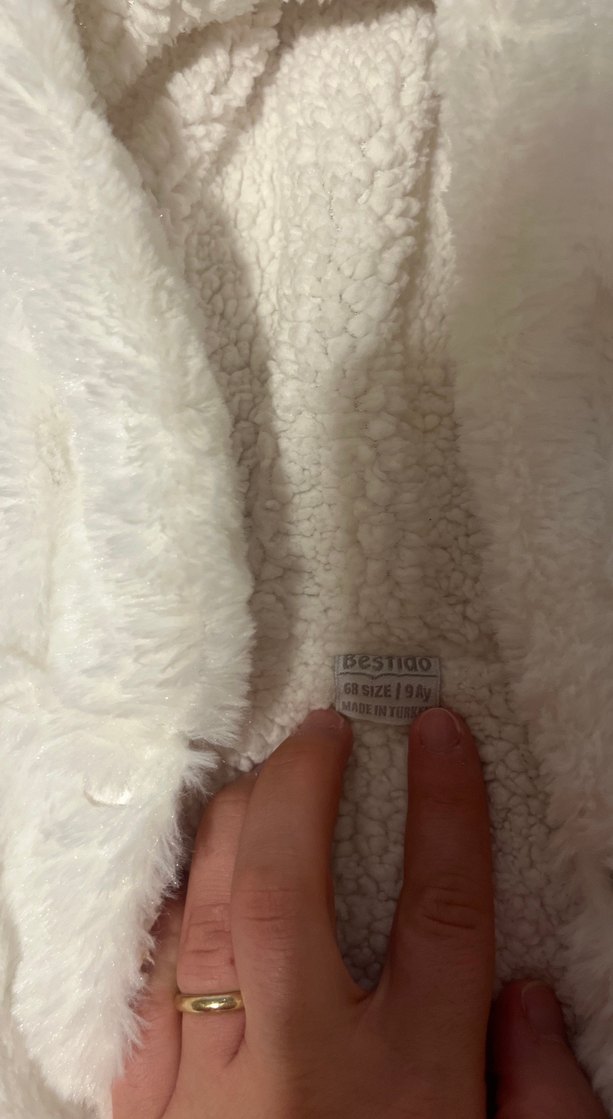 Bebek Kız  ya da Erkek Beyaz Kapüşonlu Kürklü Tulum - Görsel 4