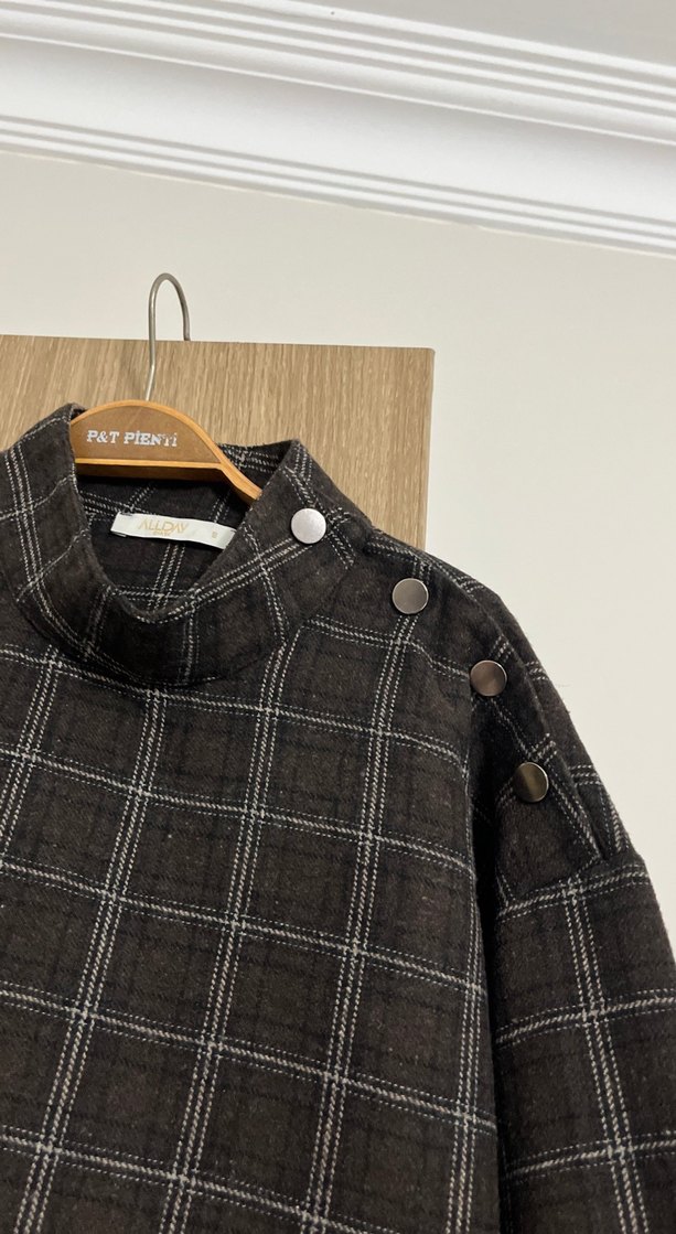 Düğmeli Kahverengi Kışlık Tunik - Görsel 4