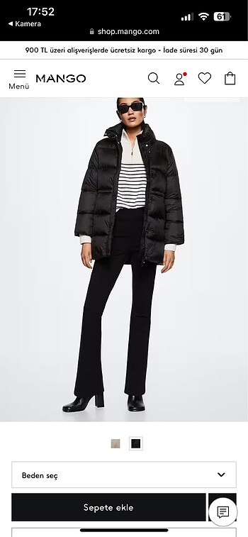 Mango su geçirmez kapitone mont - Görsel 10