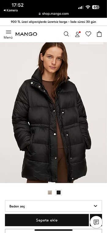 Mango su geçirmez kapitone mont - Görsel 9