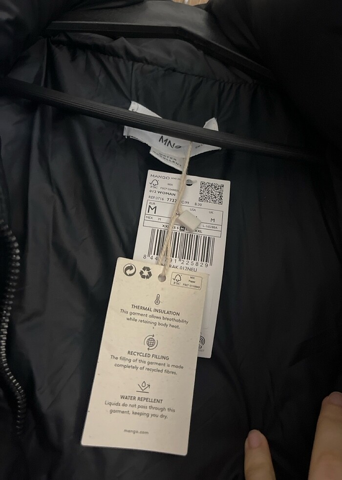 Mango su geçirmez kapitone mont - Görsel 4