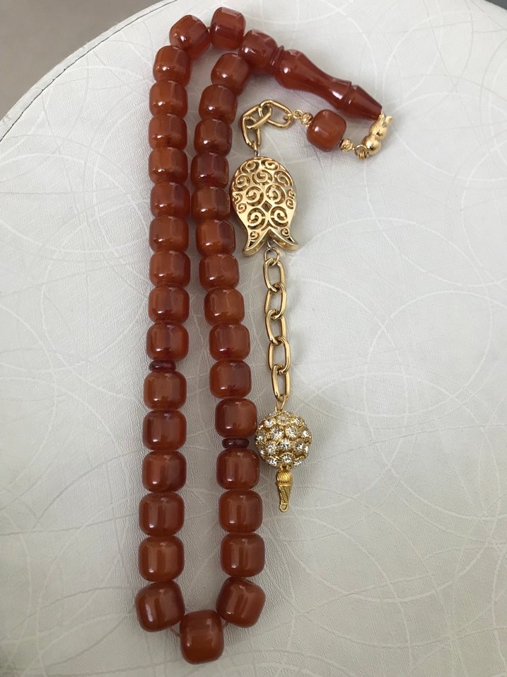 eski sıkma kehribar tesbih - Görsel 5